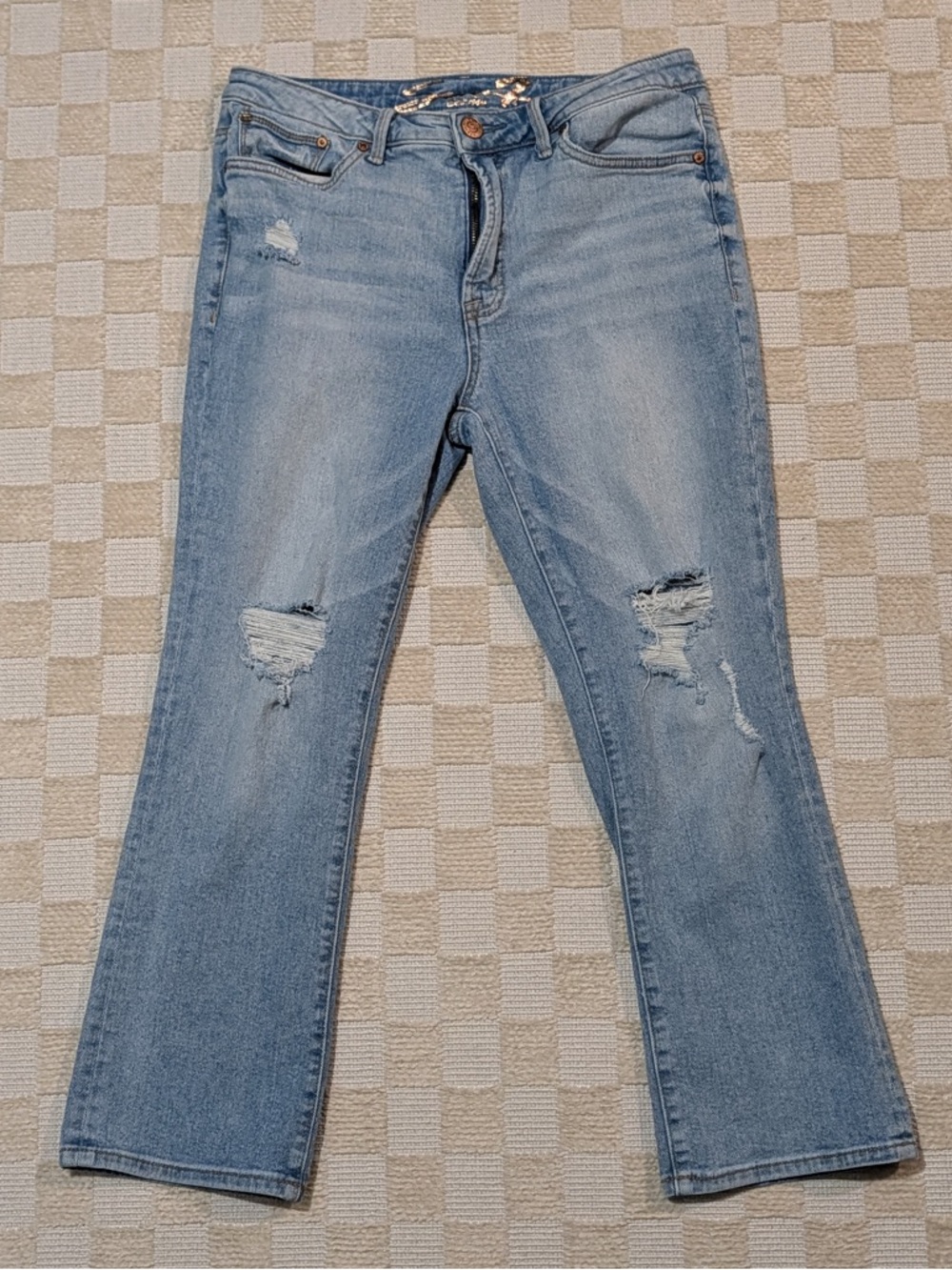 Seven7 Light Blue Distressed Straight-Leg Jeans Size 6